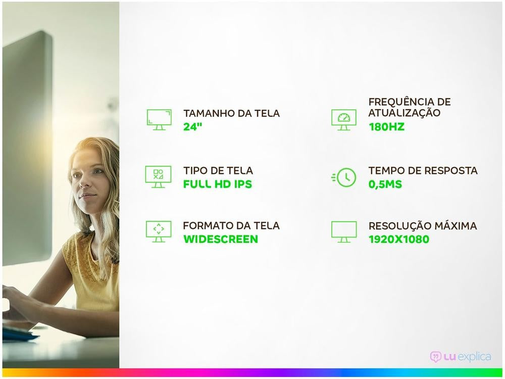 Monitor Gamer AOC Full HD 180Hz Gaming G4 24G4/P HDMI DisplayPort Base