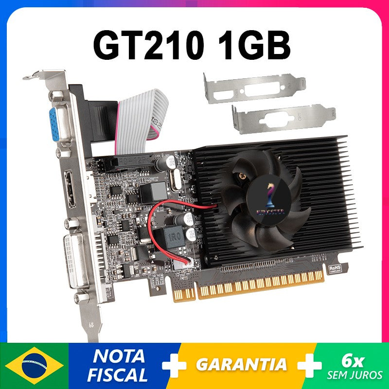 GT210 Placa de vídeo gráfica, 1GB, PCIE X16 2.0, NVIDIA DDR3, VGA HD DVI, 64Bit,
