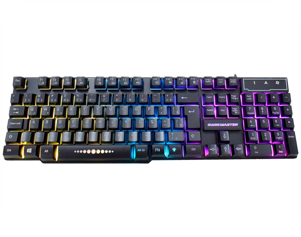 Teclado Usb Gamer Km5228 Led Rgb com efeitos Rainbow Anti-ghosting Abnt2