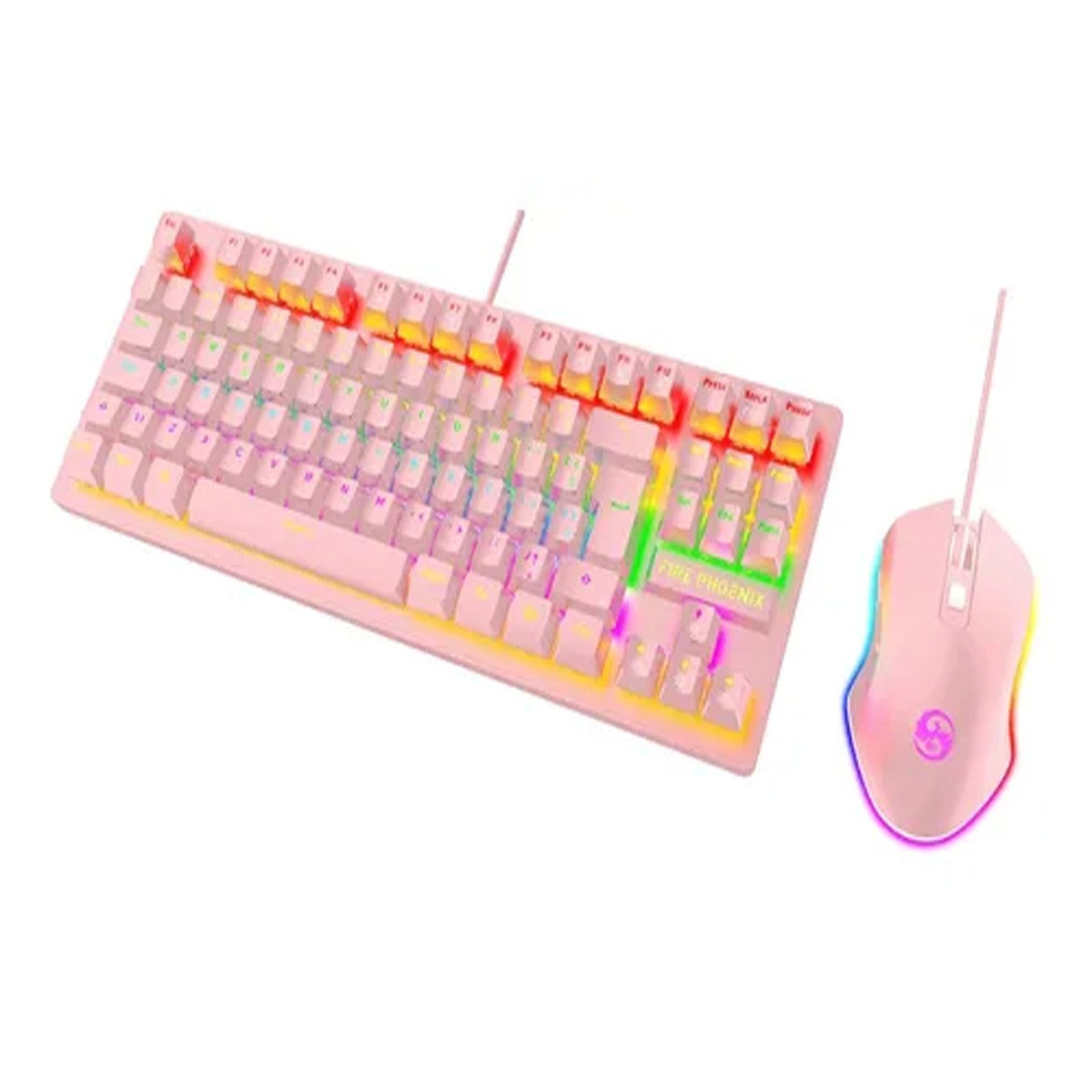 Kit De Teclado Mecânico E Mouse Gamer 3200 Dpi Com Fio Abnt2 Iluminação Led Rgb