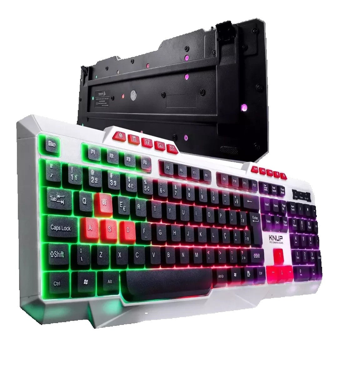 Teclado Gamer Knup Kp Te120 LED RGB Abnt2 Branco Alta Perfomance