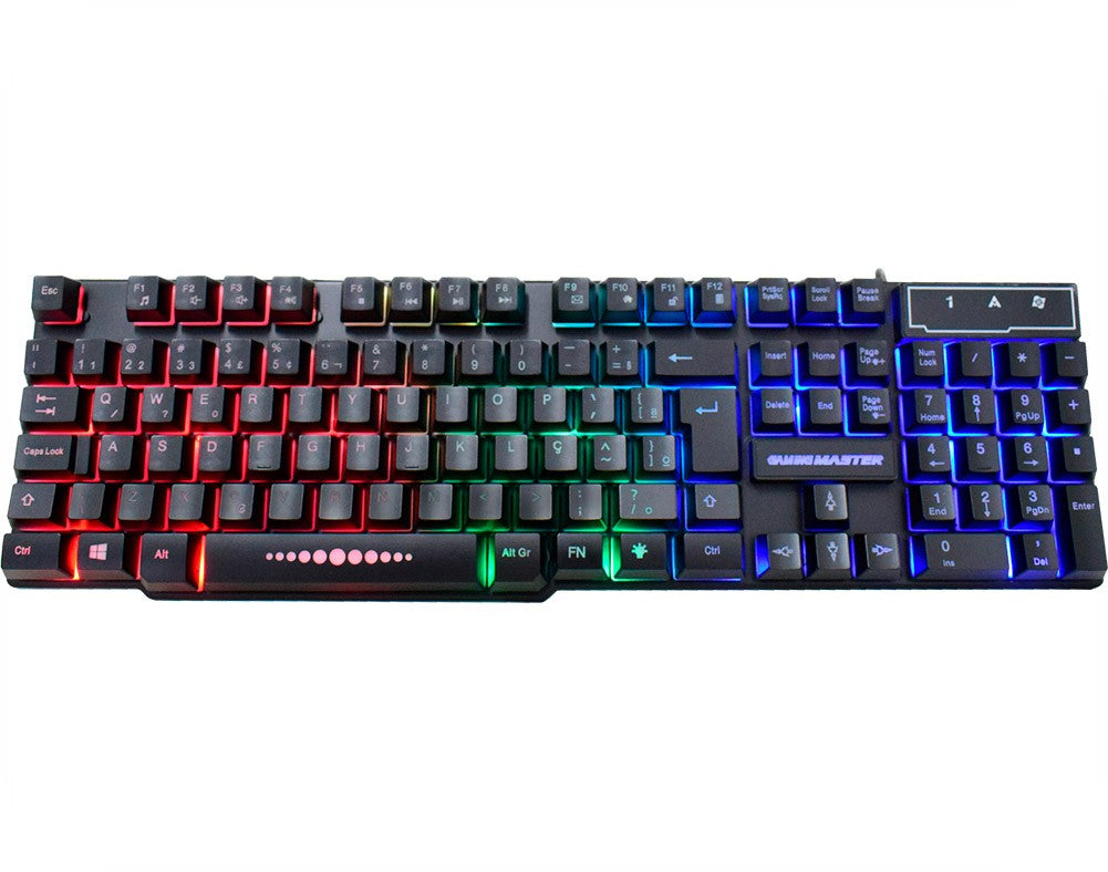 Teclado Usb Gamer Km5228 Led Rgb com efeitos Rainbow Anti-ghosting Abnt2