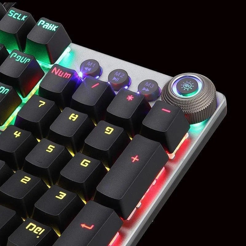 Teclado Gamer Mecânico Usb Metal Blacklight Rgb Aula F2058