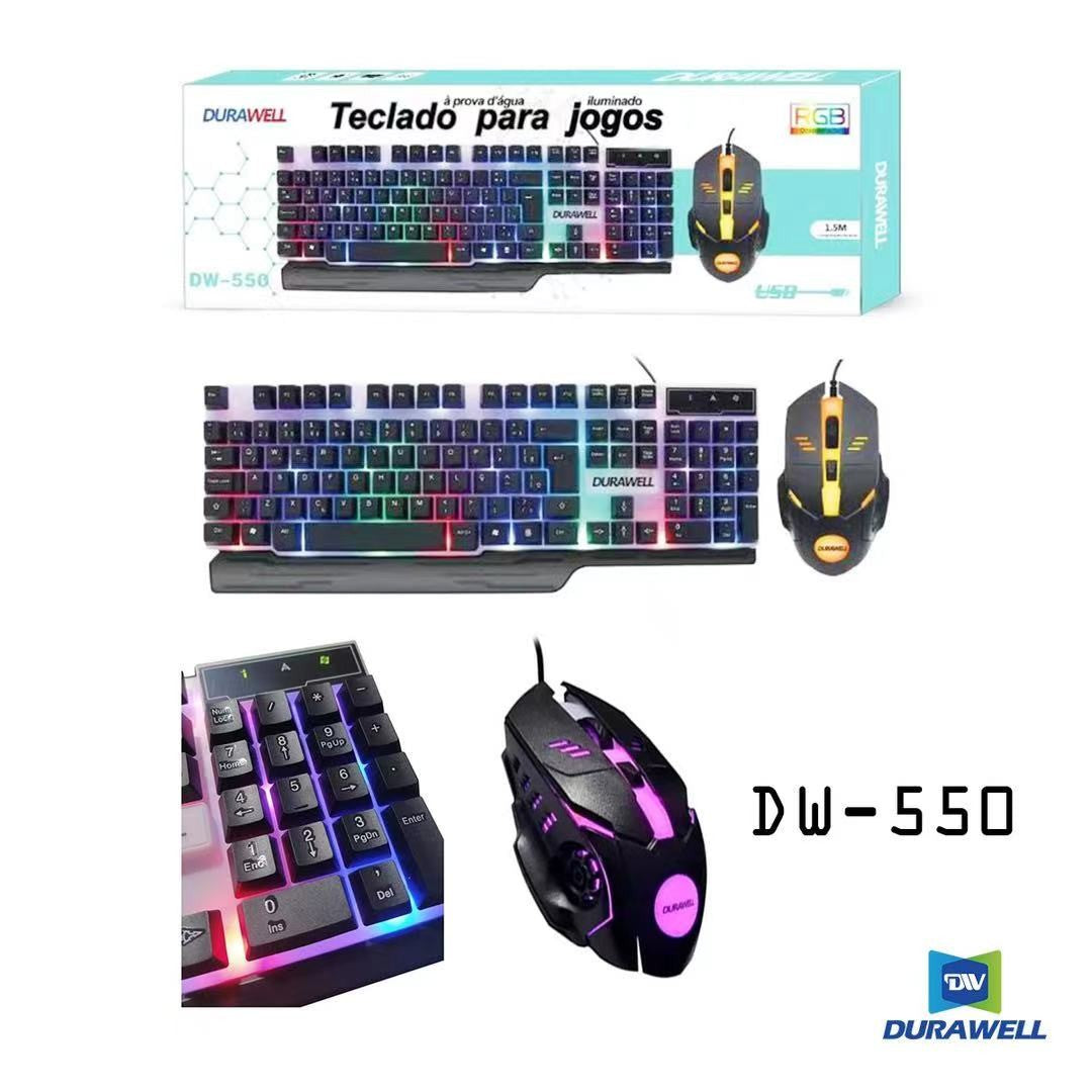 Kit De Teclado E Mouse Gamer Durawell Dw-550 Teclado Preto