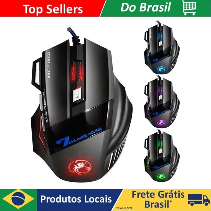 Mouse Gamer x7 botão retroiluminado mouse ergonômico 5500 dpi ajustável