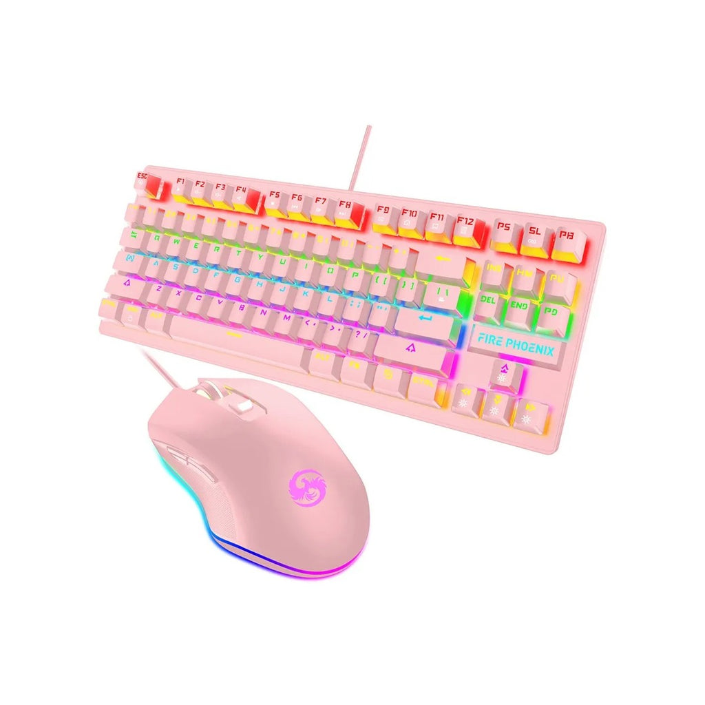 Kit De Teclado Mecânico E Mouse Gamer 3200 Dpi Com Fio Abnt2 Iluminação Led Rgb
