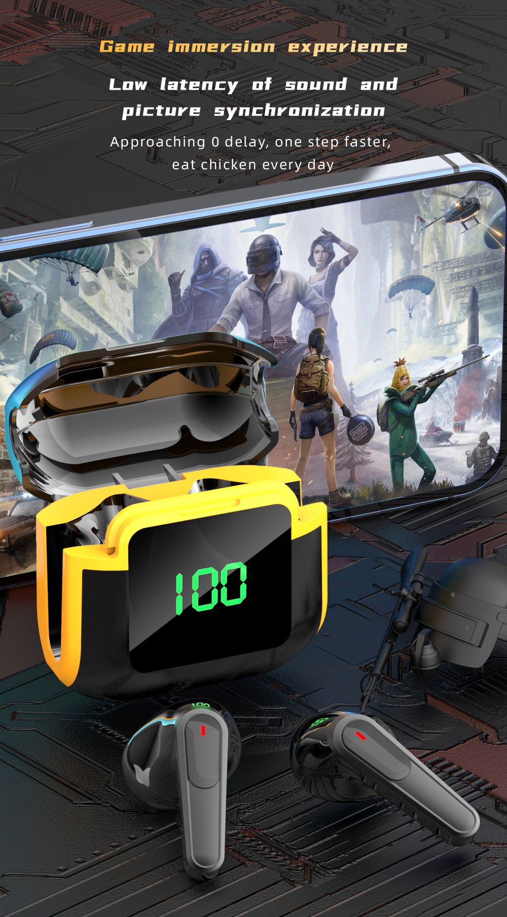 Fones De Ouvido Sem Fio Com Display LED, Bluetooth 5.3, Fone De Ouvido