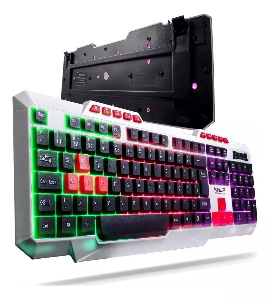 Teclado Gamer Knup Kp Te120 LED RGB Abnt2 Branco Alta Perfomance
