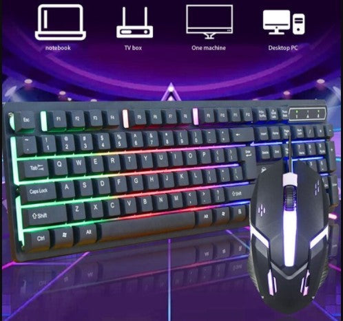 Kit Teclado Semi Mecânico Gamer Mouse Led + Mouse Pad