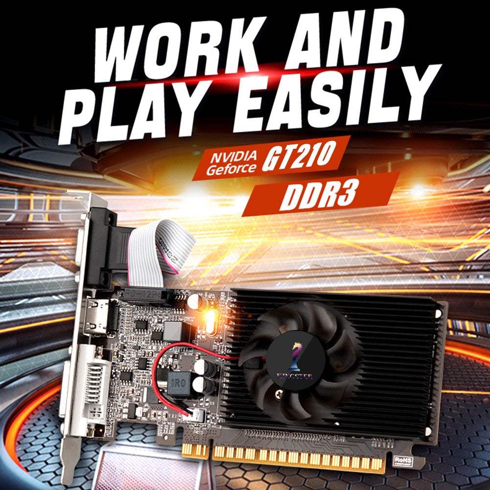 GT210 Placa de vídeo gráfica, 1GB, PCIE X16 2.0, NVIDIA DDR3, VGA HD DVI, 64Bit,