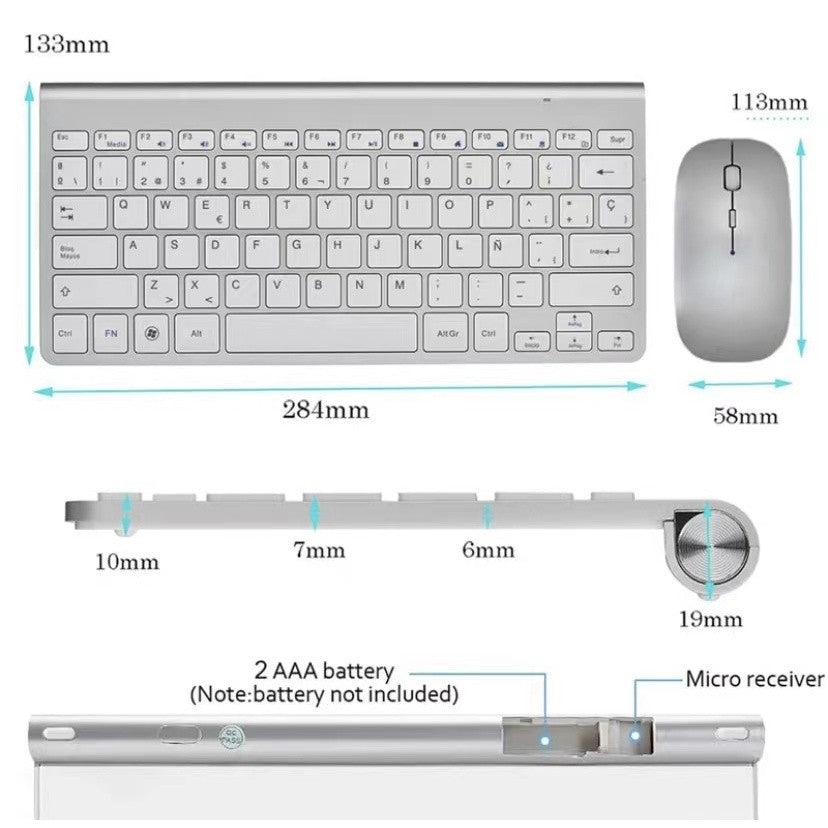 Combo Teclado Com Mouse Adaptador Usb Sem Fio Wb-8066 Pc