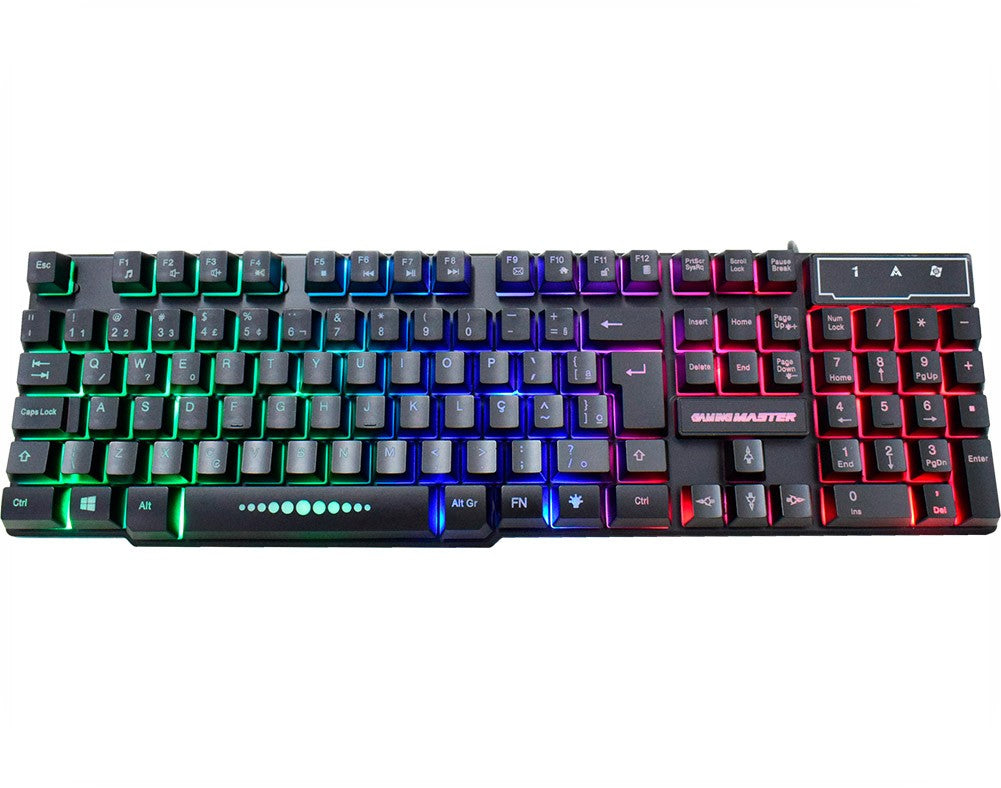 Teclado Usb Gamer Km5228 Led Rgb com efeitos Rainbow Anti-ghosting Abnt2
