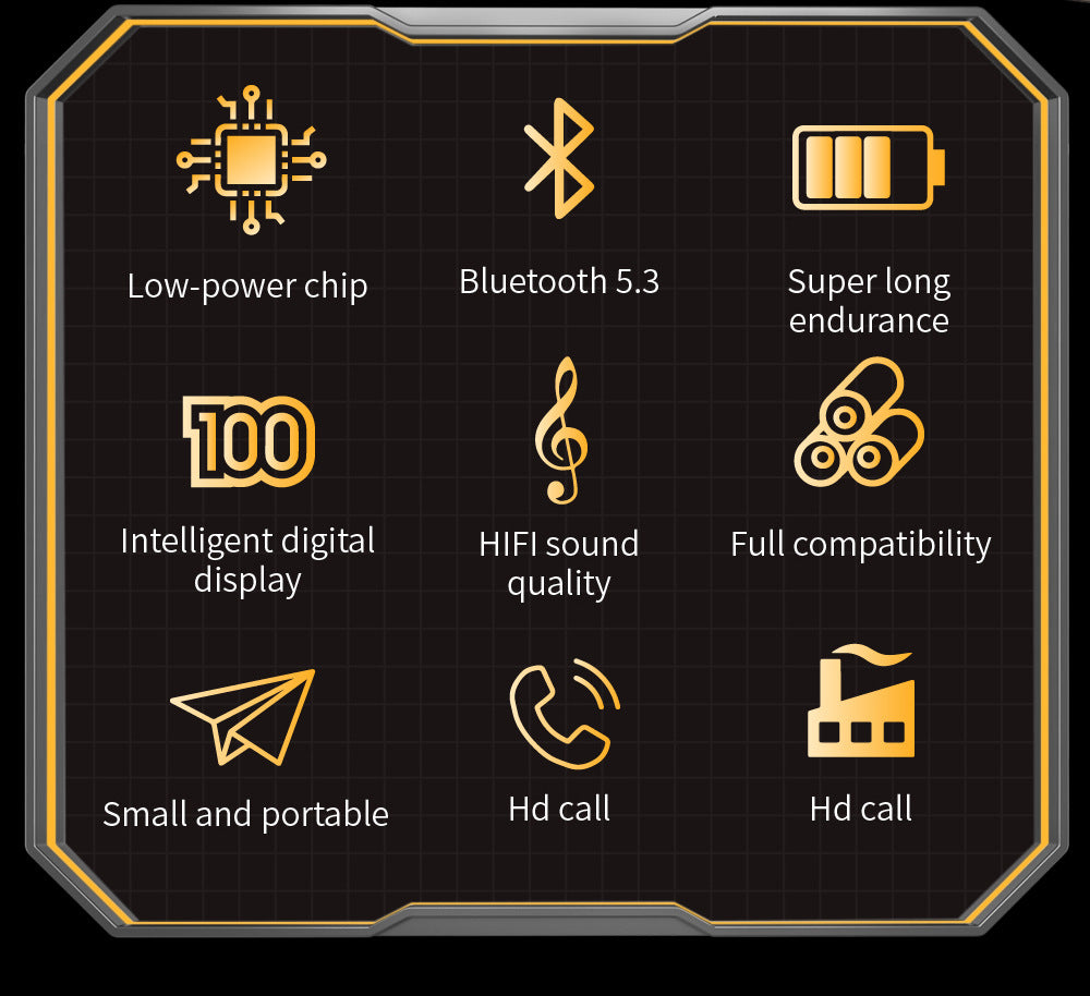 Fones De Ouvido Sem Fio Com Display LED, Bluetooth 5.3, Fone De Ouvido