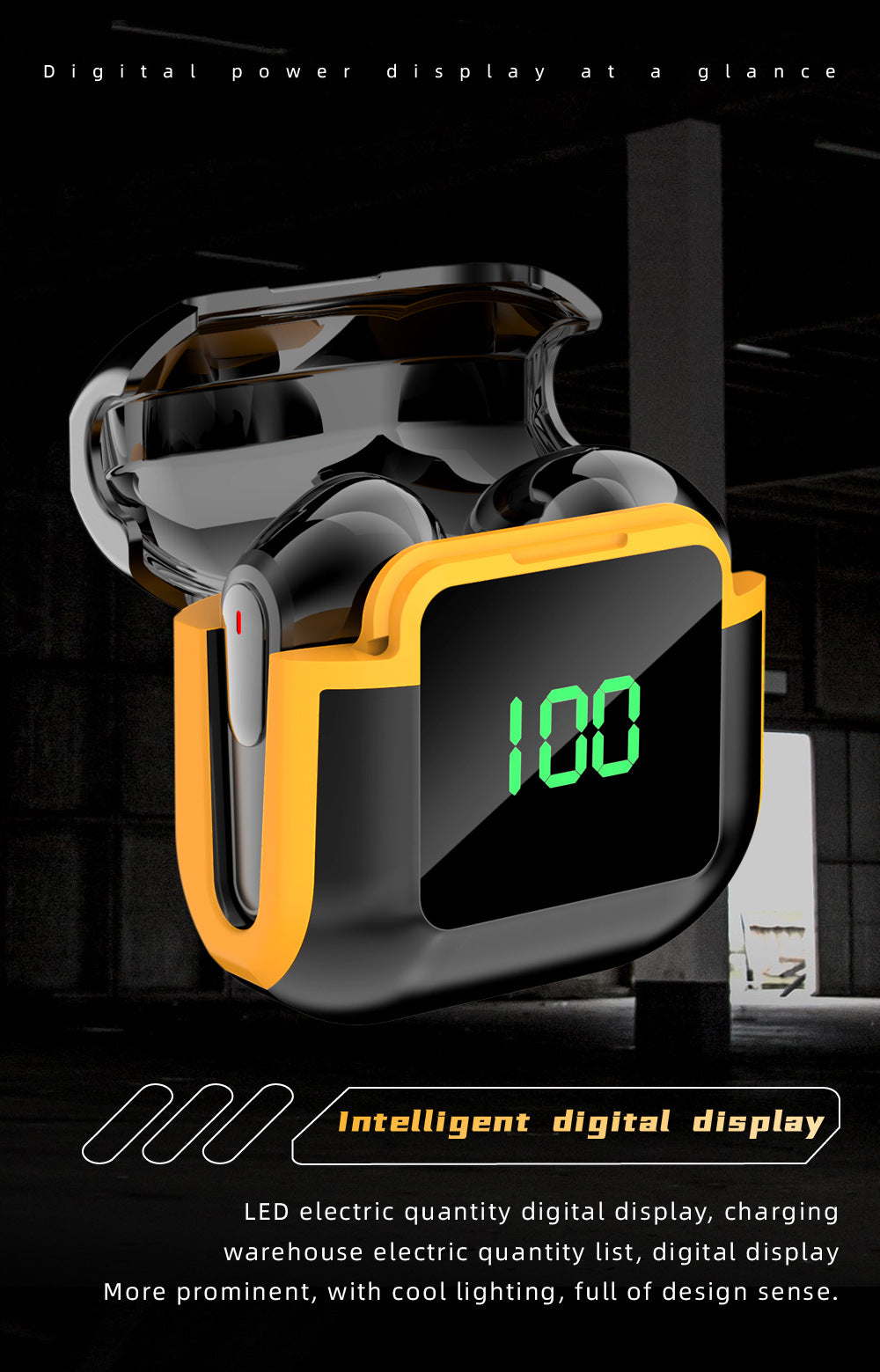 Fones De Ouvido Sem Fio Com Display LED, Bluetooth 5.3, Fone De Ouvido