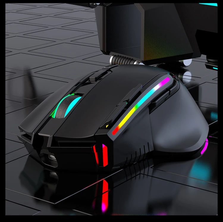 Novo rgb recarregável sem fio mouse para jogos computador e notebook