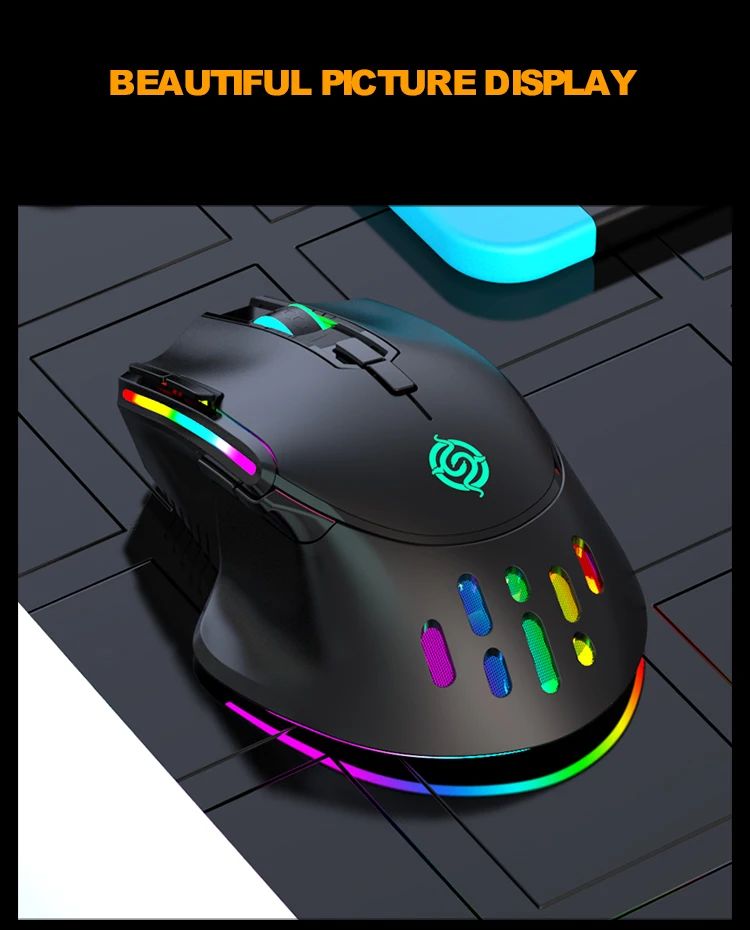 Novo rgb recarregável sem fio mouse para jogos computador e notebook