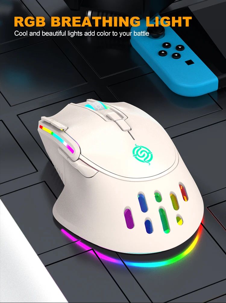 Novo rgb recarregável sem fio mouse para jogos computador e notebook