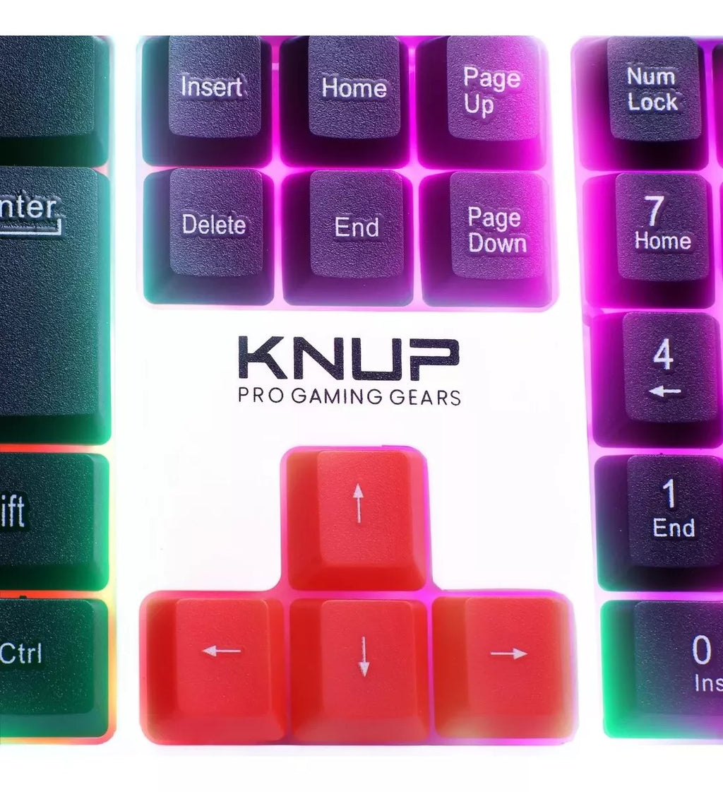 Teclado Gamer Knup Kp Te120 LED RGB Abnt2 Branco Alta Perfomance
