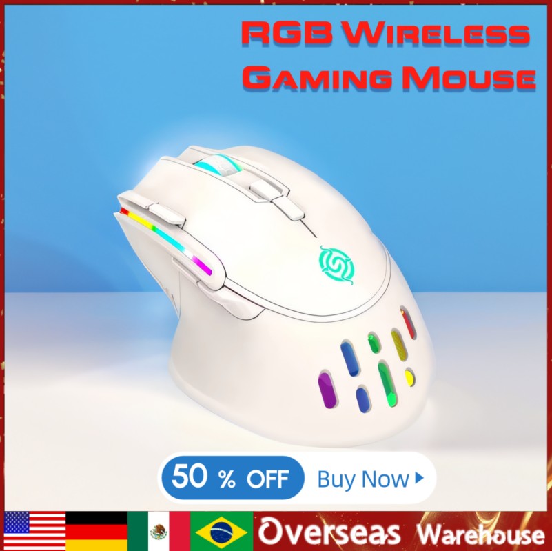 Novo rgb recarregável sem fio mouse para jogos computador e notebook