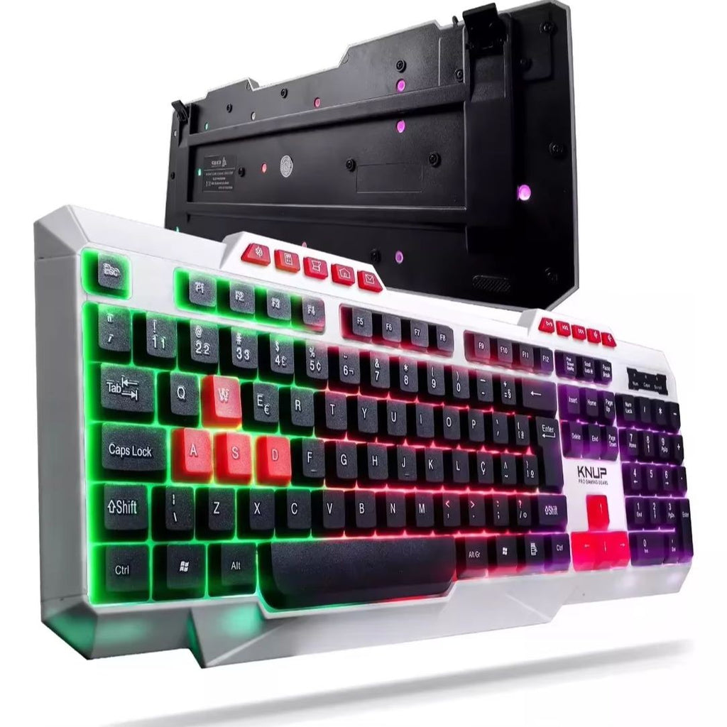 Teclado Gamer Knup Kp Te120 LED RGB Abnt2 Branco Alta Perfomance