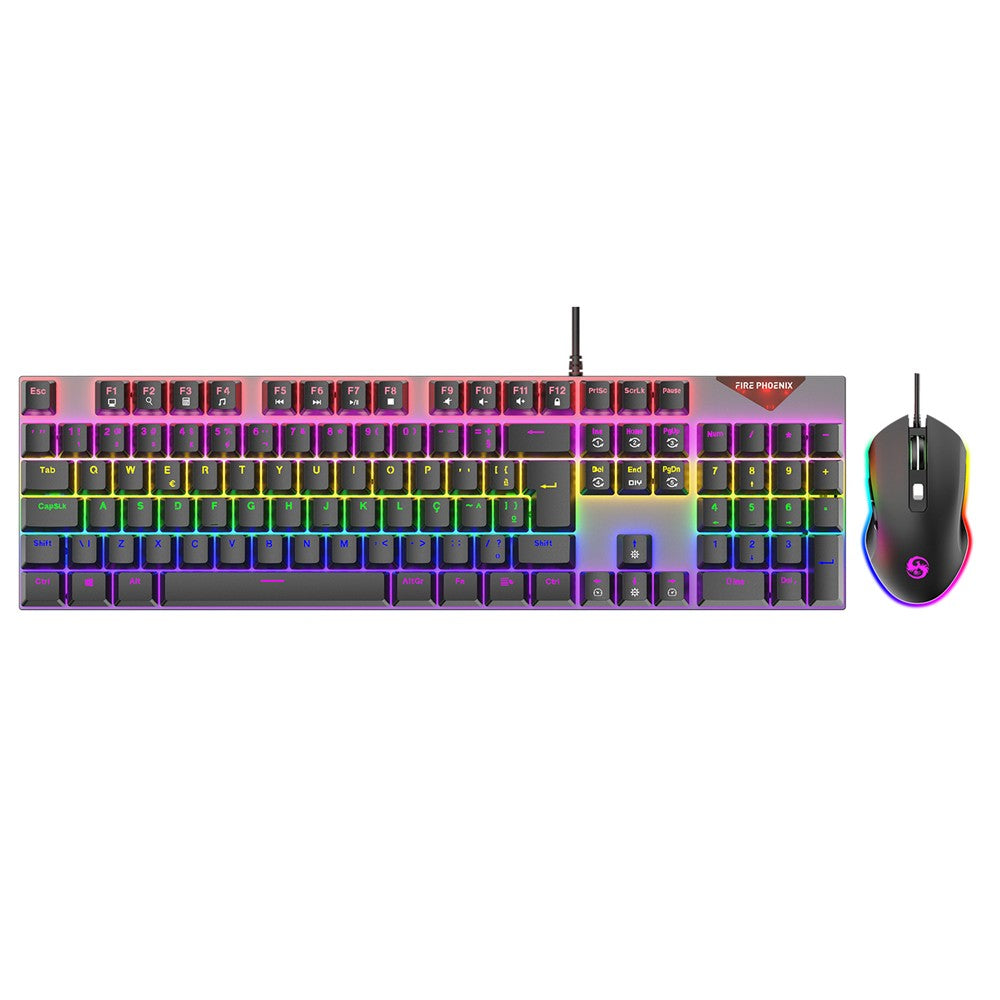 Kit De Teclado Mecânico E Mouse Gamer 3200 Dpi Com Fio Abnt2