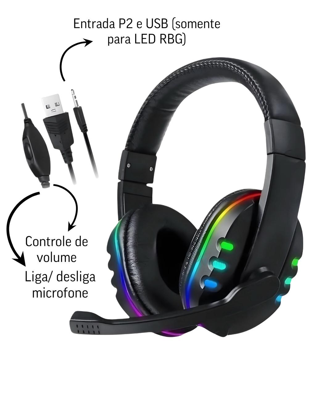 Fone Headset Gamer Com Fio Conector P3 E USB B-Max BM-216