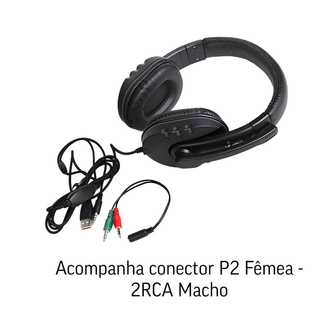 Fone Headset Gamer Com Fio Conector P3 E USB B-Max BM-216